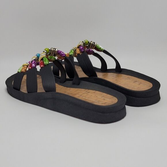 Grandco Women's Multicolor Bead Classic Cork Rubber Slides Sandals Size 9 - Picture 13 of 14